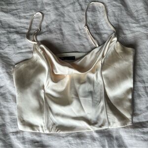 Zara Cream Fitted Crop Camisole